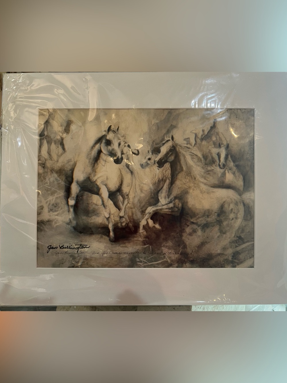 Jan Bullington “The Mares of Mohammed” Arabian Horse Art Print 15” x 11” Vintage